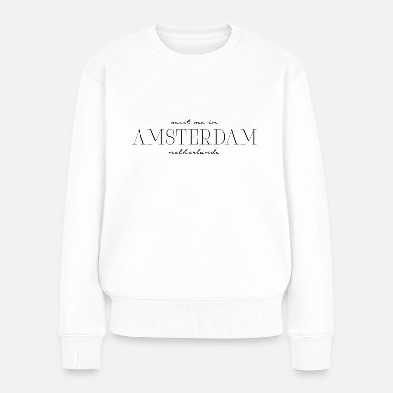 Meet me in Amsterdam Netherlands - Frauen Premium Bio Pullover - Weiß