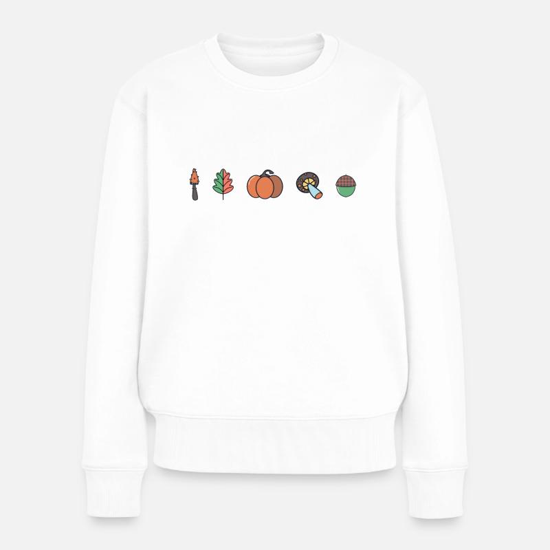 Herbstliches Design #3 - Frauen Premium Bio Pullover - Weiß