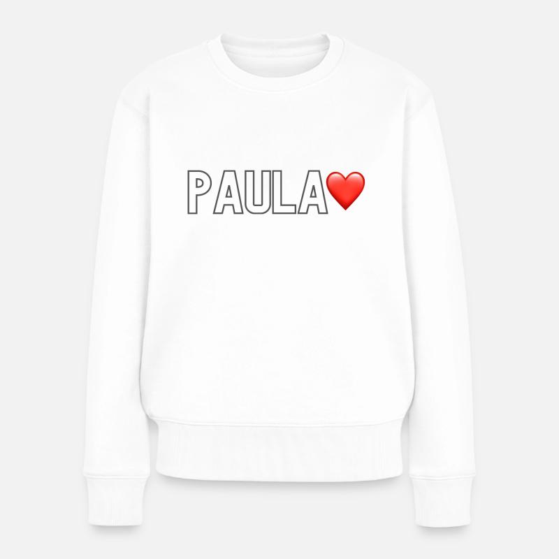 Paula Lover Name - Frauen Premium Bio Pullover - Weiß