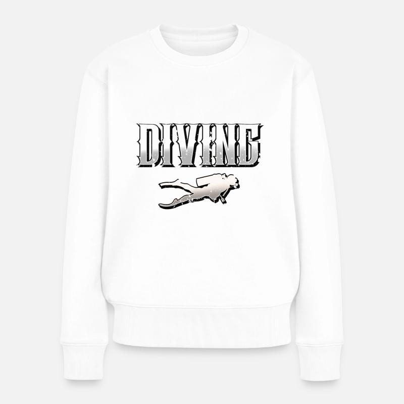 Taucher Tauchen - Frauen Premium Bio Pullover - Weiß