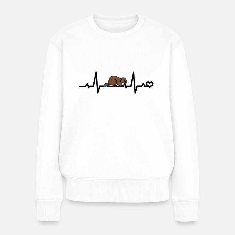 Biber EKG - Frauen Premium Bio Pullover - Weiß