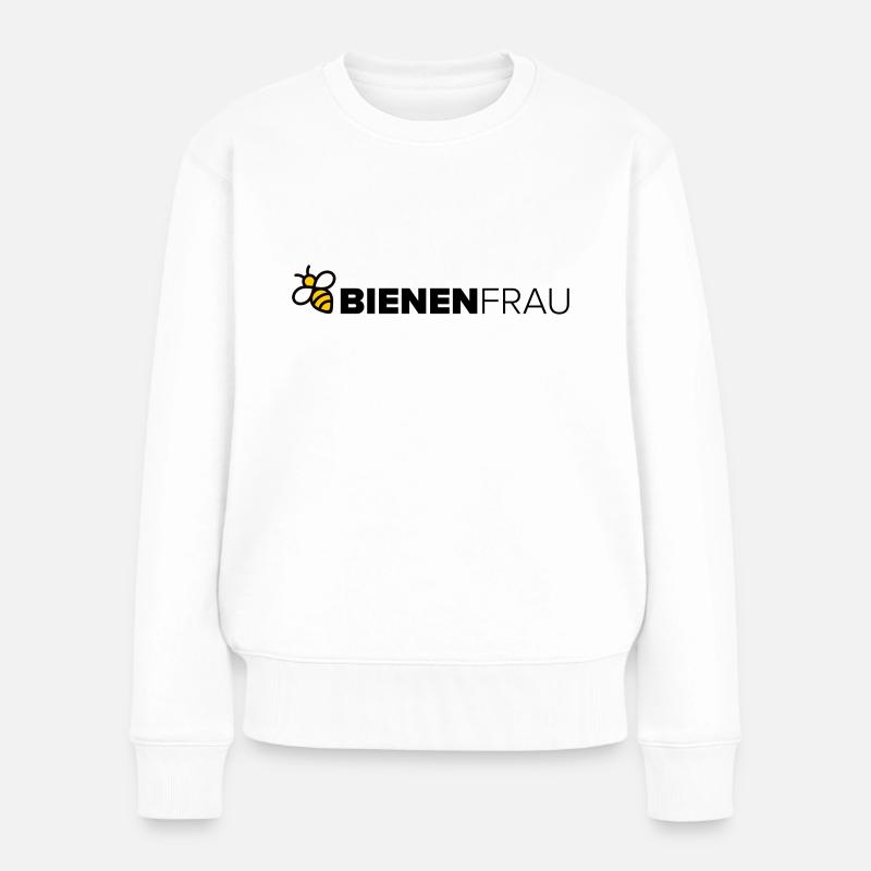 Bienenfrau - Frauen Premium Bio Pullover - Weiß