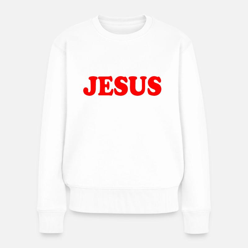 Jesus - Frauen Premium Bio Pullover - Weiß