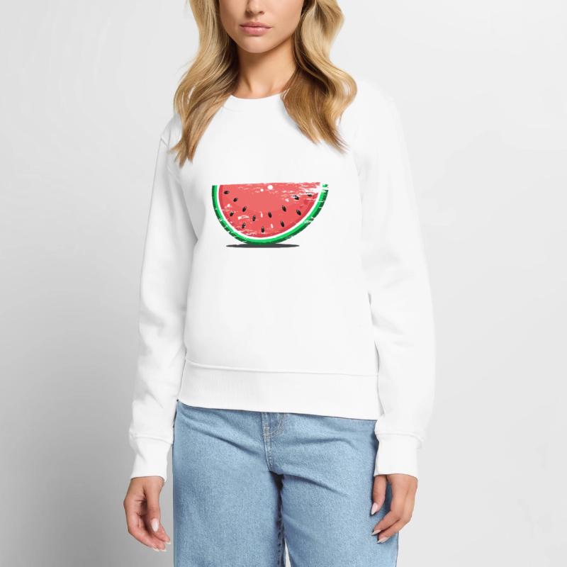 Tranche de conception de pastèque utilisée Pull Premium bio Femme