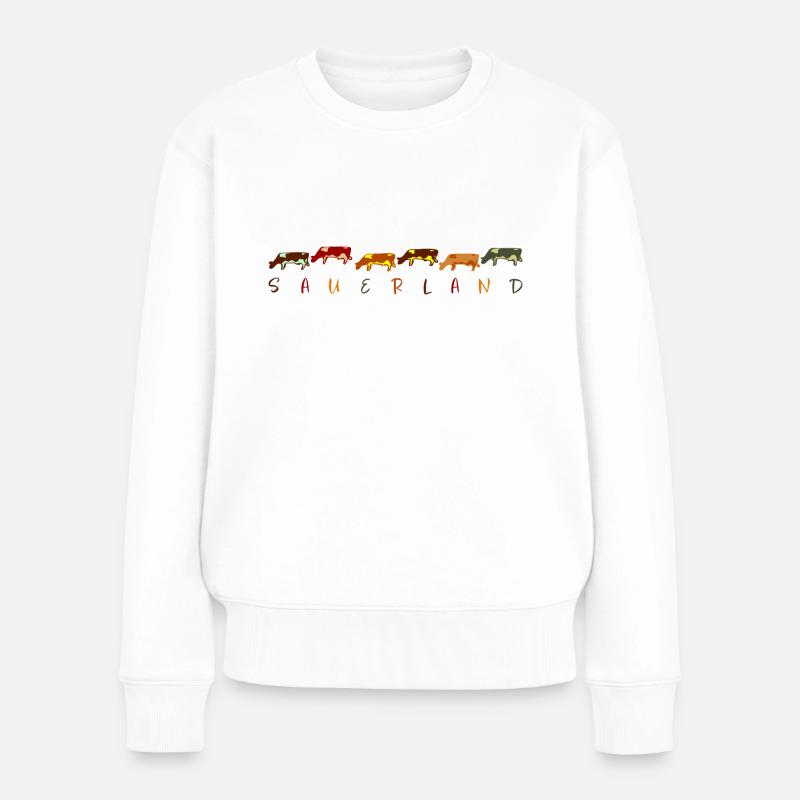 Sauerland "Kühe" Design 1 - Frauen Premium Bio Pullover - Weiß