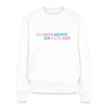 Shopping Shirt für Frauen beim Einkauf - Frauen Premium Bio Pullover - Weiß - Vorne - Julia (174cm)