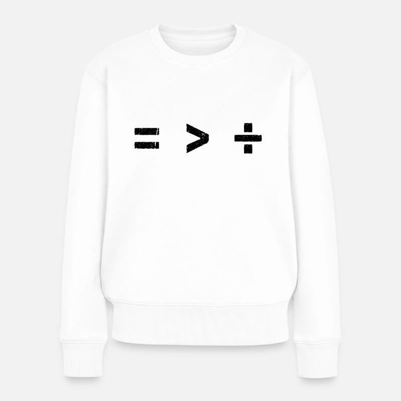Equality is Greater than Division - Symbole Mathe - Frauen Premium Bio Pullover - Weiß