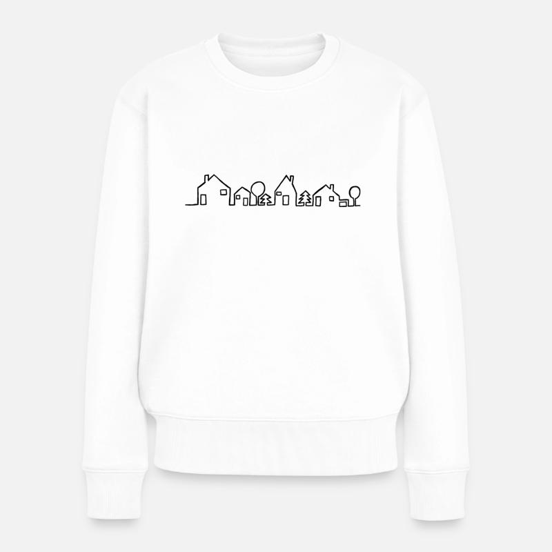 Häuser - Frauen Premium Bio Pullover - Weiß