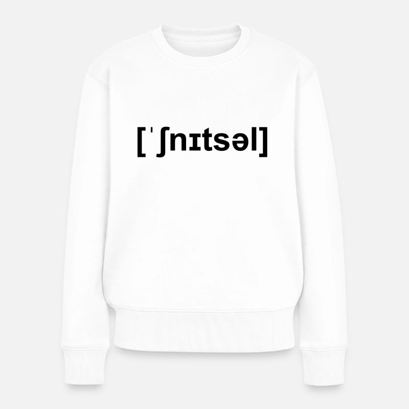 schnitzel lautschrift - Frauen Premium Bio Pullover - Weiß