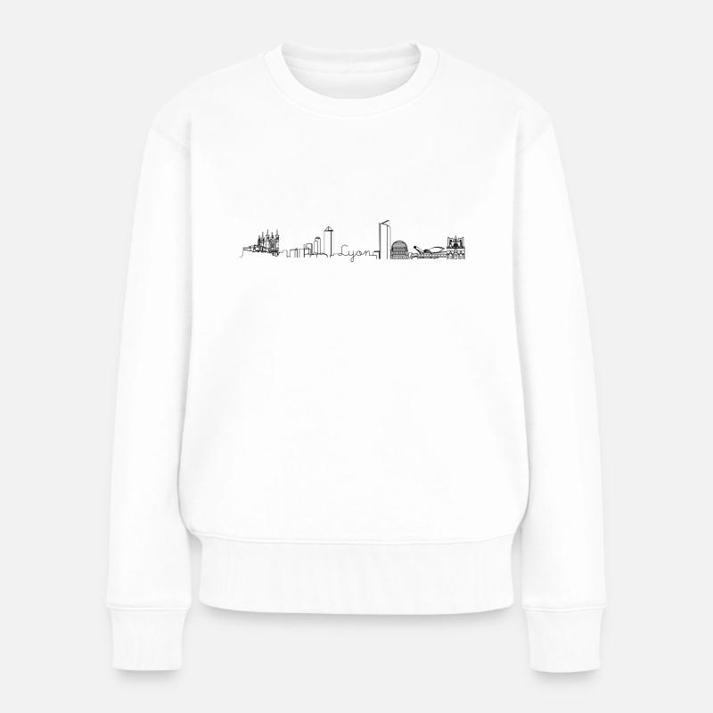 Lyon Skyline - Frauen Premium Bio Pullover - Weiß