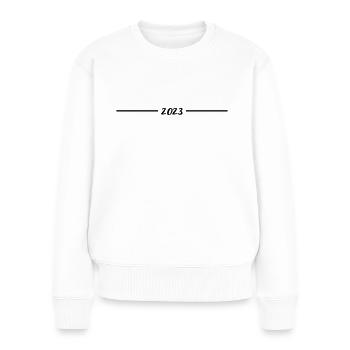 2023 - Jahr - Linie - Jahreswechsel - Frauen Premium Bio Pullover - Weiß - Vorne - Julia (174cm)