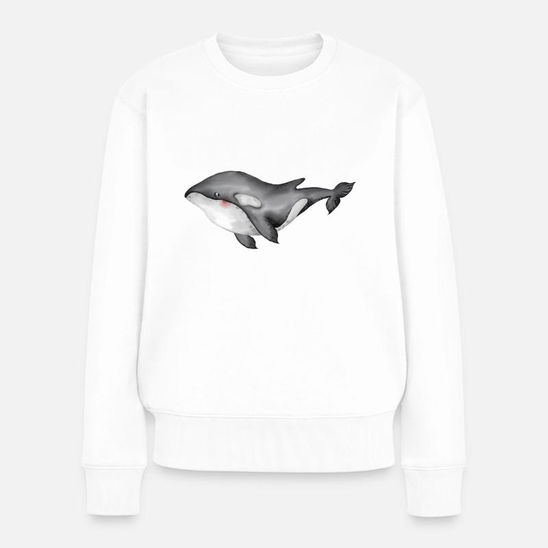 cute orca watercolor - Frauen Premium Bio Pullover - Weiß