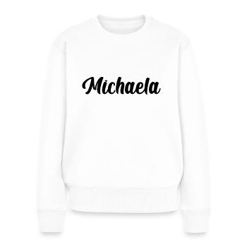 Michaela - Frauen Premium Bio Pullover - Weiß - Vorne - Julia (174cm)