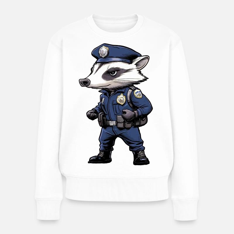 Dachs Polizei - Frauen Premium Bio Pullover - Weiß