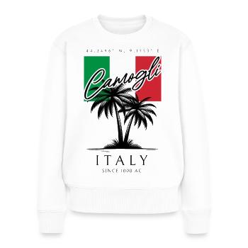 Camogli Ligurien Palmen Flagge Reise Souvenir - Frauen Premium Bio Pullover - Weiß - Vorne - Julia (174cm)