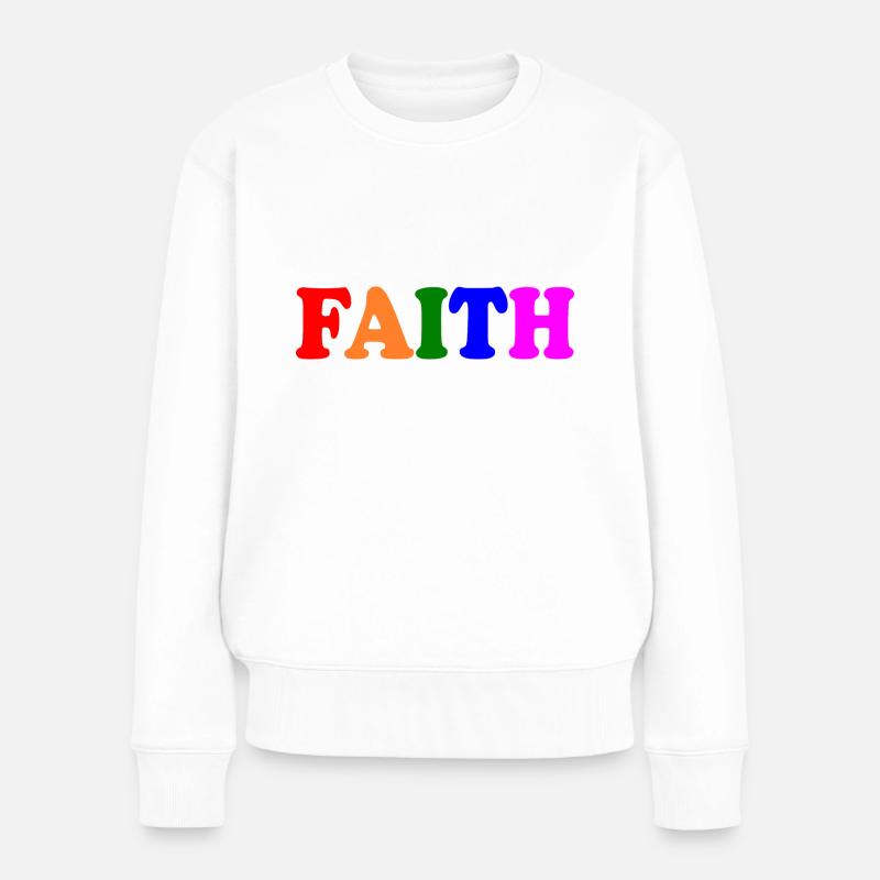 Faith - Frauen Premium Bio Pullover - Weiß