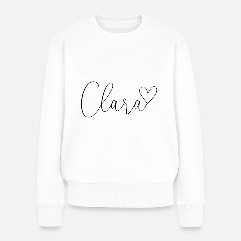 Clara Nom Prénom Fille - Pull Premium bio Femme - blanc