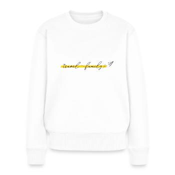 Lettrage familial Voyage Design minimaliste - Pull Premium bio Femme - blanc - Devant - Julia (174cm)