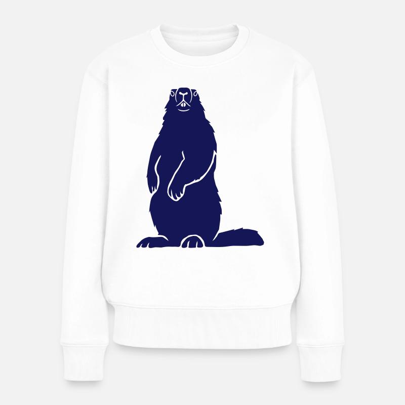 Murmeltier Alpen Alps Berge Groundhog Erdhörnchen - Frauen Premium Bio Pullover - Weiß