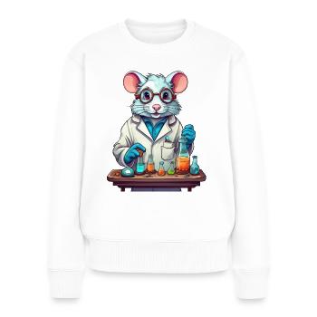Eine Laborratte: Illustration einer Ratte im Labor - Frauen Premium Bio Pullover - Weiß - Vorne - Julia (174cm)