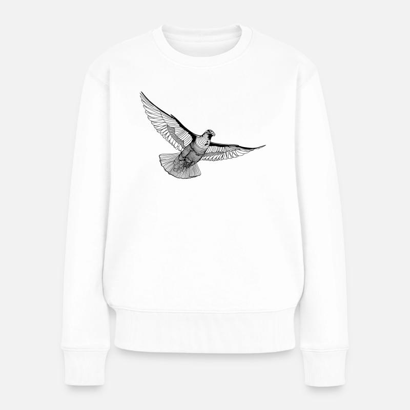 Fliegende Taube Illustration Line Art - Frauen Premium Bio Pullover - Weiß