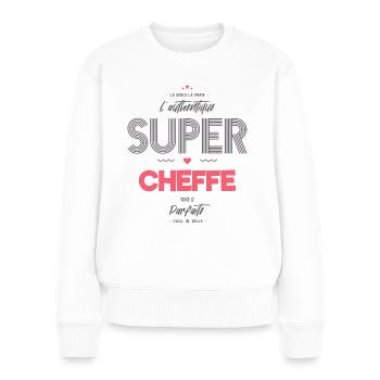 L authentique super cheffe - Pull Premium bio Femme - blanc - Devant - Julia (174cm)