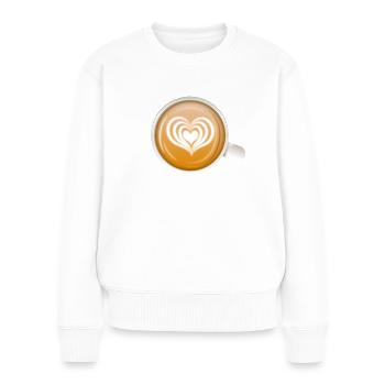 Coffee Art Heart Latte pour amateur de café et bariste - Pull Premium bio Femme - blanc - Devant - Julia (174cm)