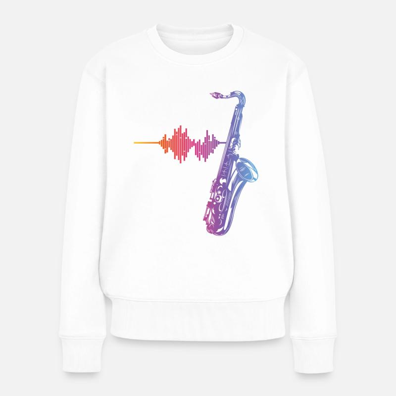 Saxophone Heartbeat / Fréquence pour Saxophone Playe - Pull Premium bio Femme - blanc