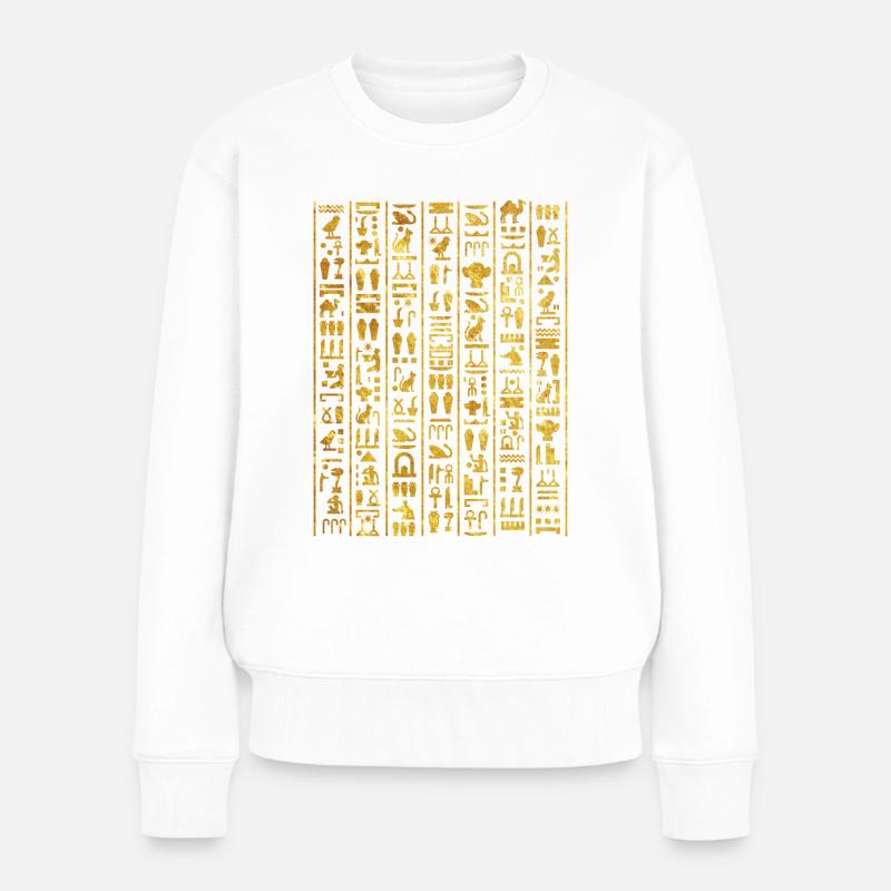 Hiéroglyphes égyptiens pour archéologue - Pull Premium bio Femme - blanc