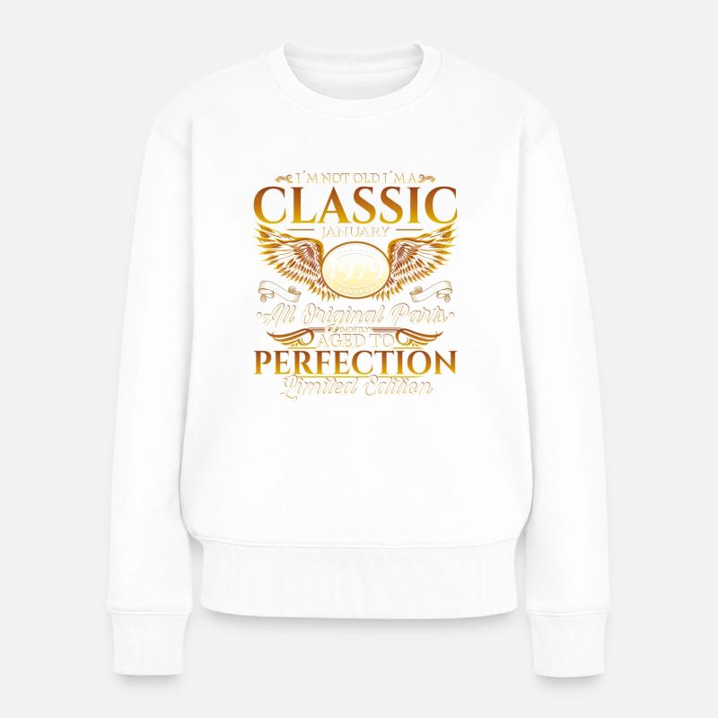 45. Geburtstag Mann Oldtimer Januar Jahrgang 1979 - Frauen Premium Bio Pullover - Weiß