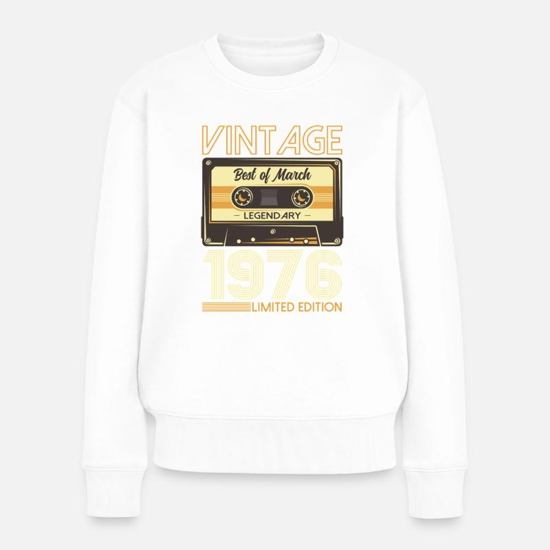 50. Geburtstag Geschenk Mann Kassette März 1976 - Frauen Premium Bio Pullover - Weiß