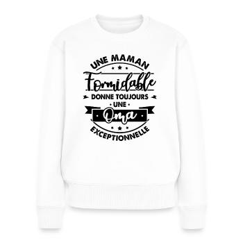Maman formidable donne Oma Exceptionnelle - Pull Premium bio Femme - blanc - Devant - Julia (174cm)
