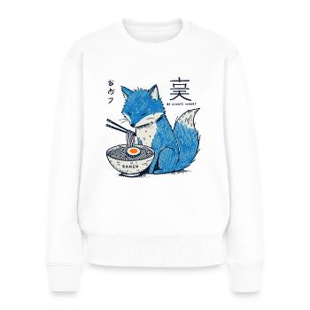 Kitsune Ramen Fox Kawaii Japon Streetwear - Pull Premium bio Femme - blanc - Devant - Julia (174cm)