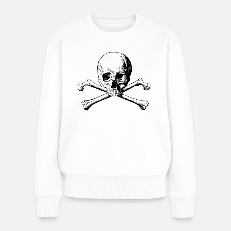 Kopf mit Knochen - Frauen Premium Bio Pullover - Weiß
