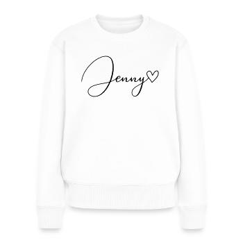 Jenny Name Vorname Mädchen - Frauen Premium Bio Pullover - Weiß - Vorne - Julia (174cm)