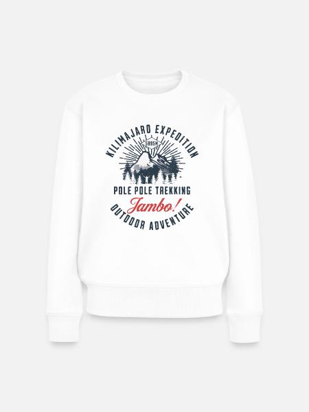 Kilimandscharo-Expedition - Pole Pole Trekking - Frauen Premium Bio Pullover - Weiß