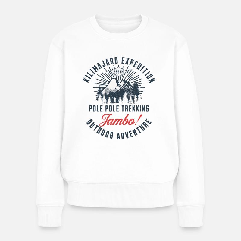 Kilimandscharo-Expedition - Pole Pole Trekking - Frauen Premium Bio Pullover - Weiß