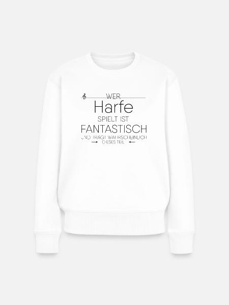 Harfe Instrument Geschenk - Frauen Premium Bio Pullover - Weiß
