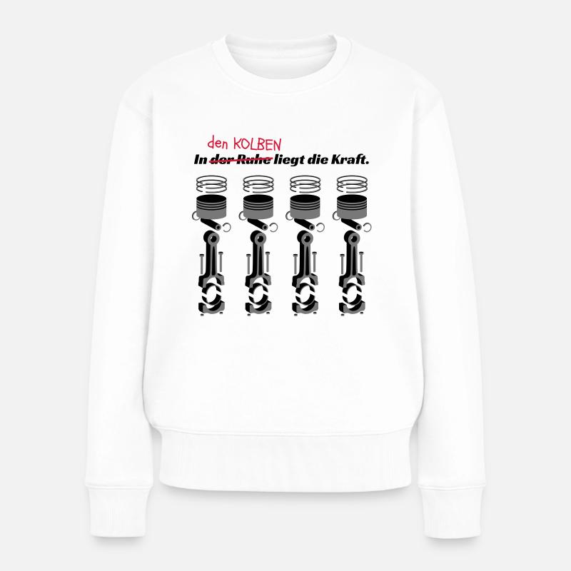 In den Kolben liegt die.. - Frauen Premium Bio Pullover - Weiß