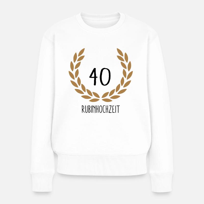 Hochzeitstag 40 - Frauen Premium Bio Pullover - Weiß