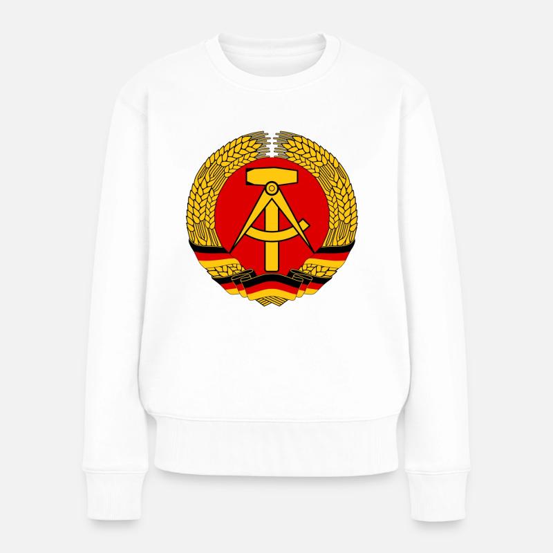 DDR-Logo - Frauen Premium Bio Pullover - Weiß