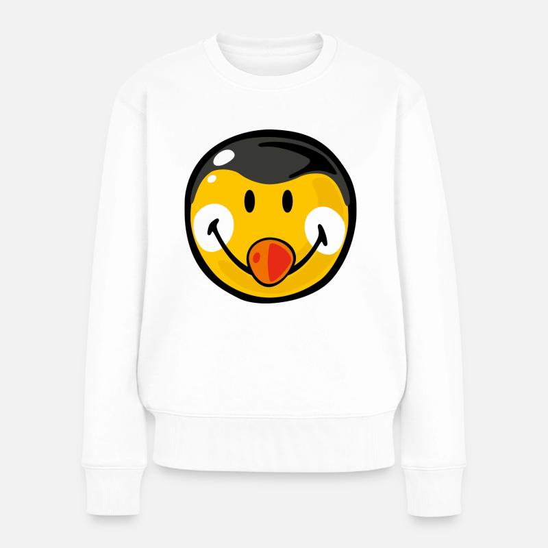 Smiley Penguin - Frauen Premium Bio Pullover - Weiß