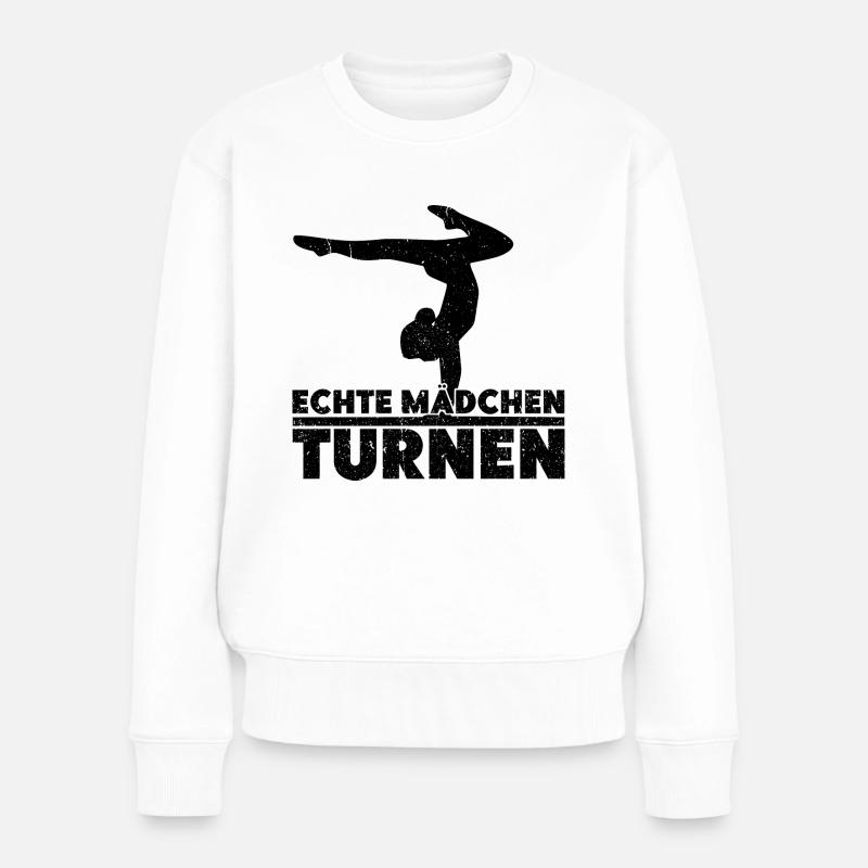 Echte Mädchen Turnen Geschenk Gymnastik Turnerin - Frauen Premium Bio Pullover - Weiß