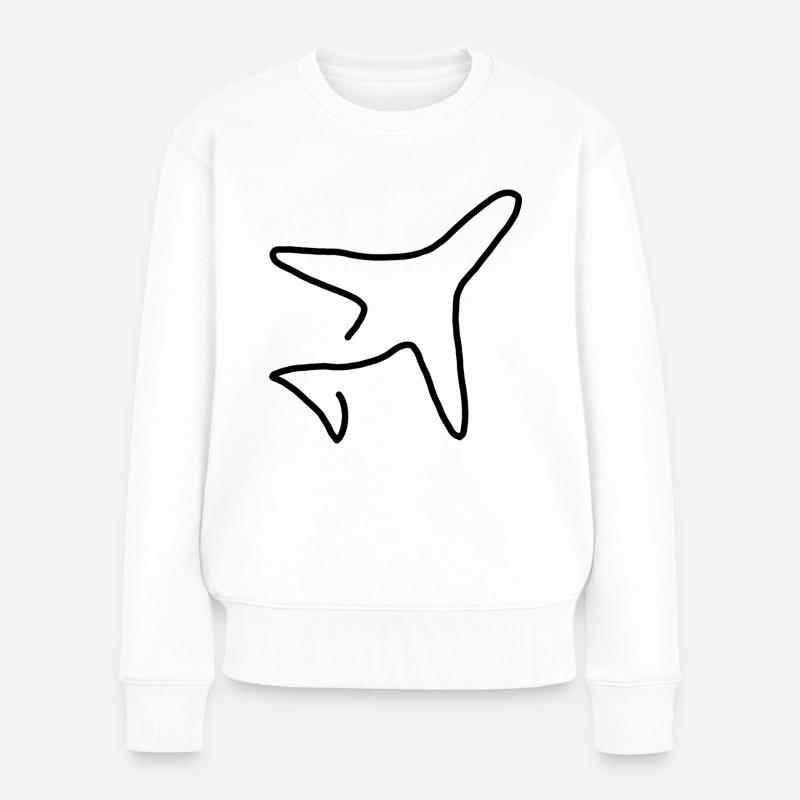 Flugzeug - Frauen Premium Bio Pullover - Weiß