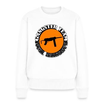 Gangster Team Gun 002 - Pull Premium bio Femme - blanc - Devant - Julia (174cm)