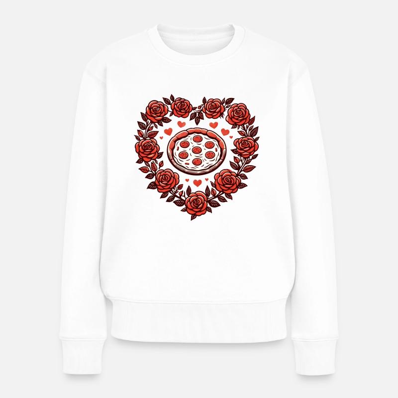 Pizza-Liebhaber - Frauen Premium Bio Pullover - Weiß