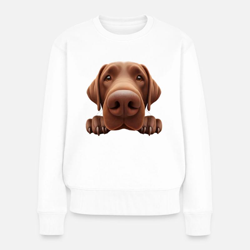 Hundekopf 3 braun - Frauen Premium Bio Pullover - Weiß
