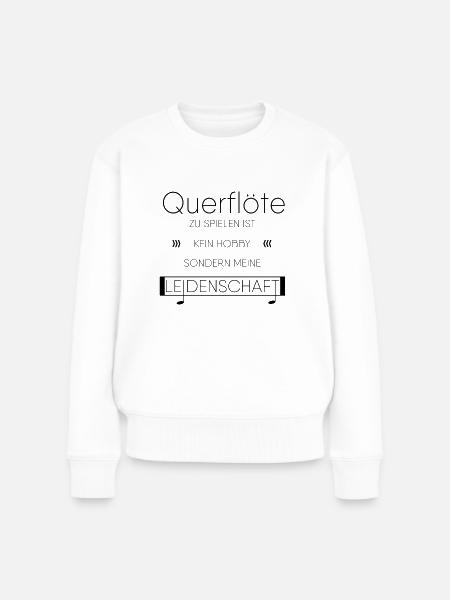 Querflöte Instrument Geschenk - Frauen Premium Bio Pullover - Weiß