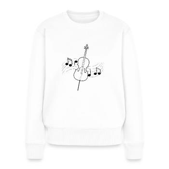 Violoncelle musique dessin partition notes noirs - Pull Premium bio Femme - blanc - Devant - Julia (174cm)