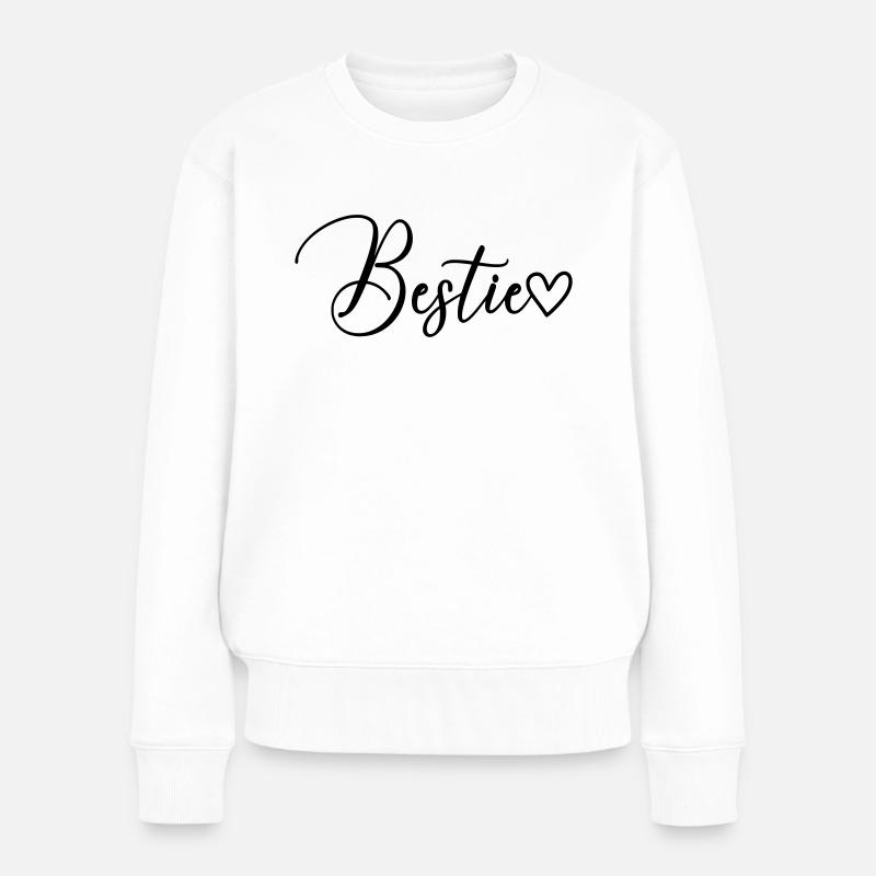 Bestie Schrift - Frauen Premium Bio Pullover - Weiß
